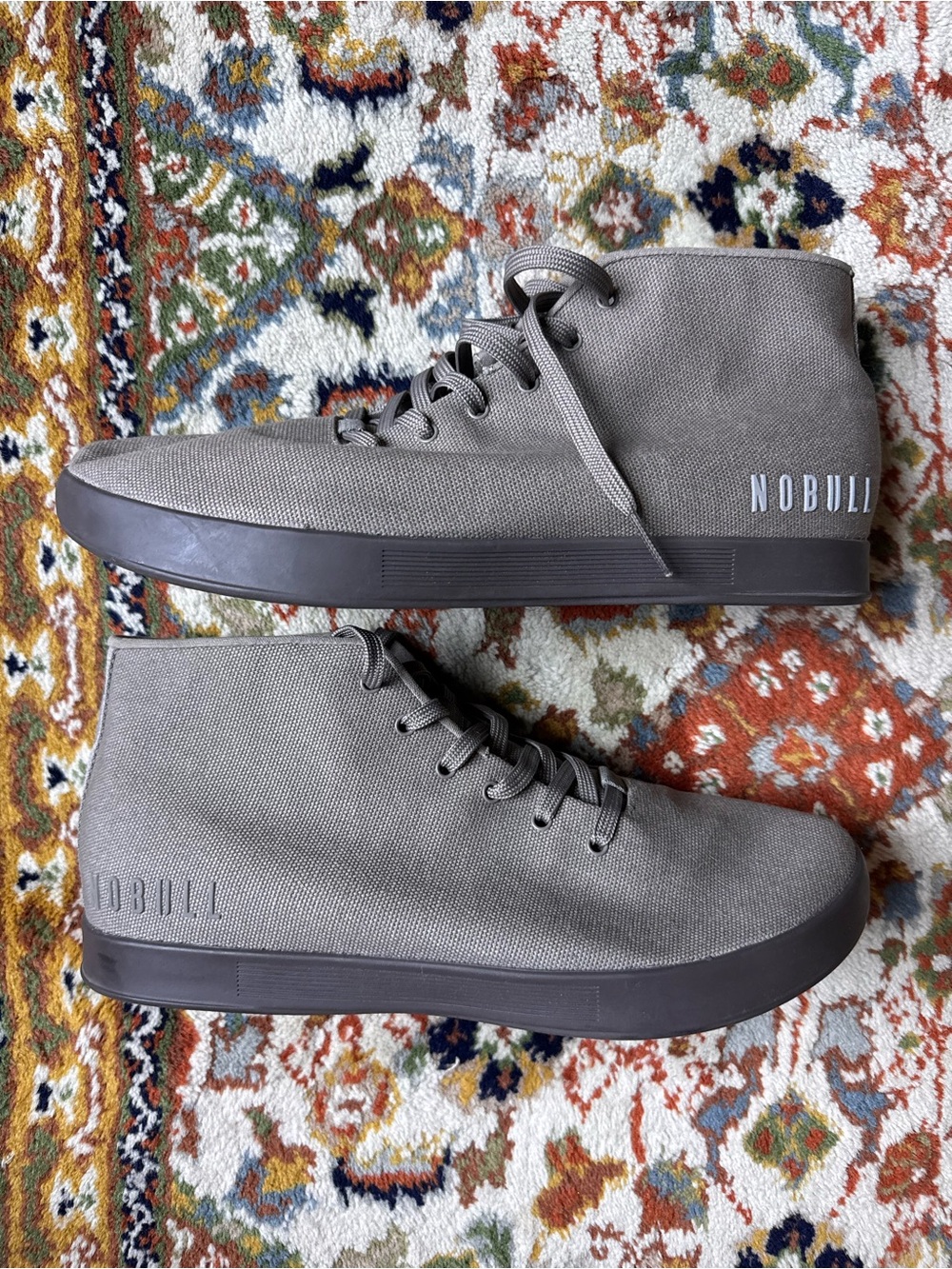 NOBULL Men’s Mid Canvas Trainer Sneakers — Gray